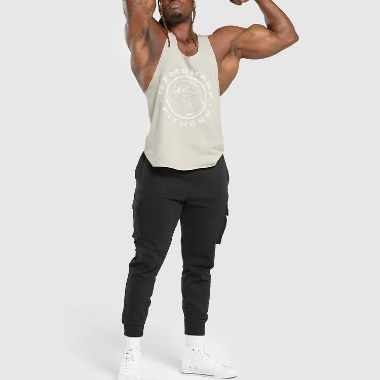GYMSHARK LEGACY STRINGER Tank Tops Men's Pebble Gray-2