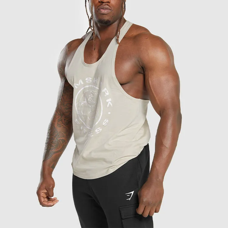 GYMSHARK LEGACY STRINGER Tank Tops Men's Pebble Gray-4