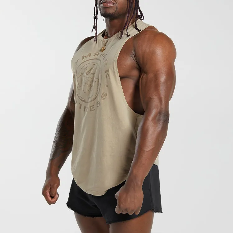 GYMSHARK LEGACY DROP ARM TANK Tank Tops Men's Desert Beige-2