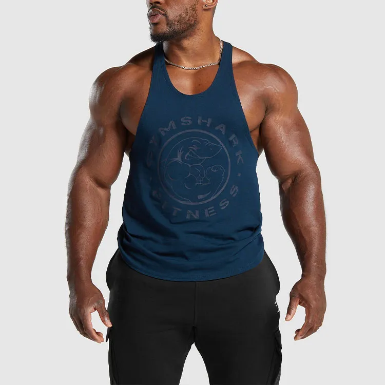 GYMSHARK LEGACY STRINGER Tank Tops Men's Marine Blue-5