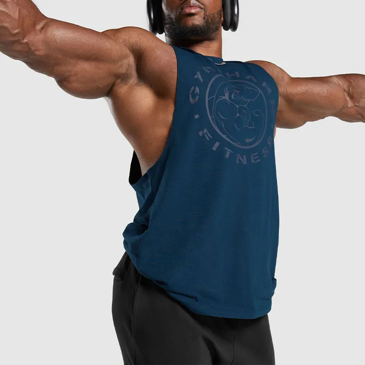 GYMSHARK LEGACY DROP ARM TANK Tank Tops Men's Marine-4