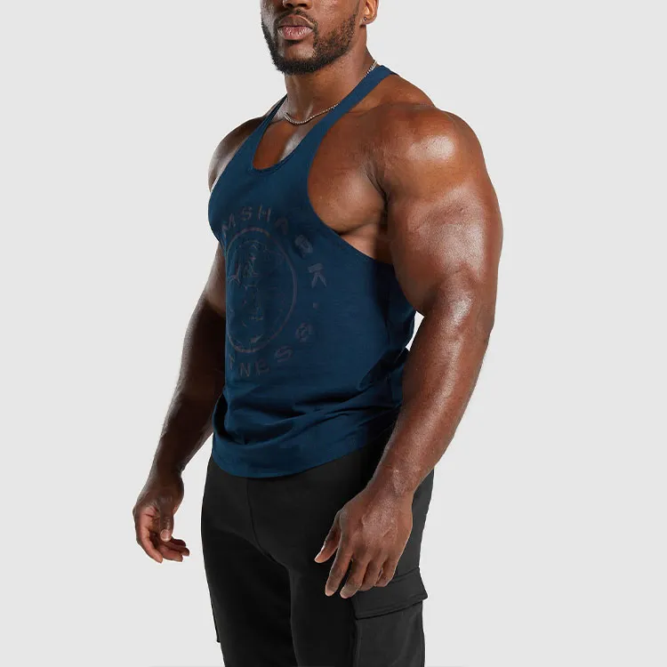 GYMSHARK LEGACY STRINGER Tank Tops Men's Marine Blue-4