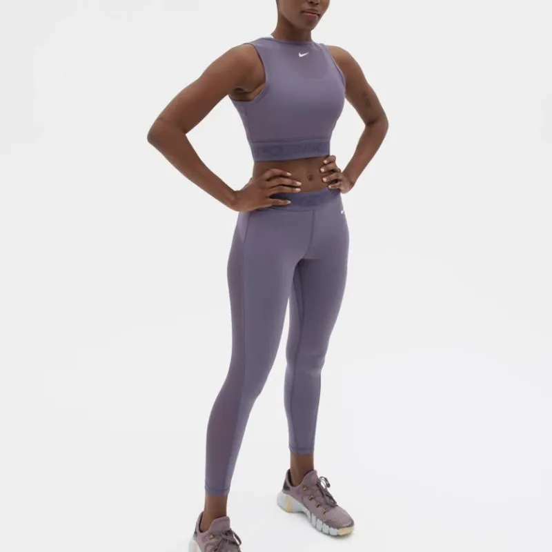 Nike Pro Women's Mid-Rise 7/8 Mesh-Paneled Leggings-2