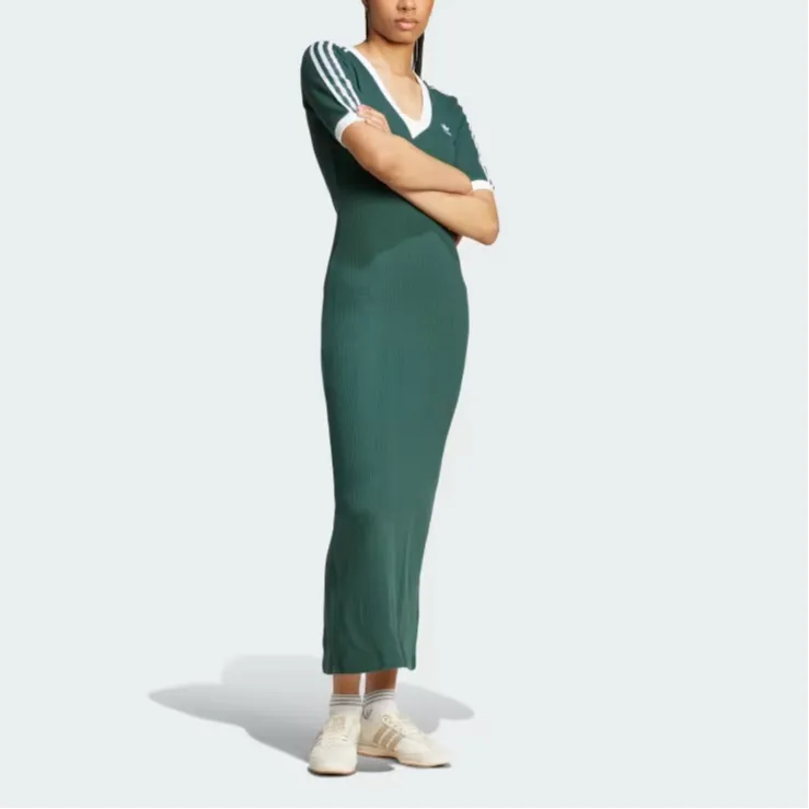 Adidas Originals Adicolor 3 Stripes Knit V Neck Dress-1