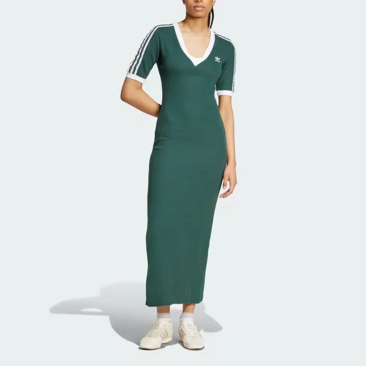 Adidas Originals Adicolor 3 Stripes Knit V Neck Dress-2