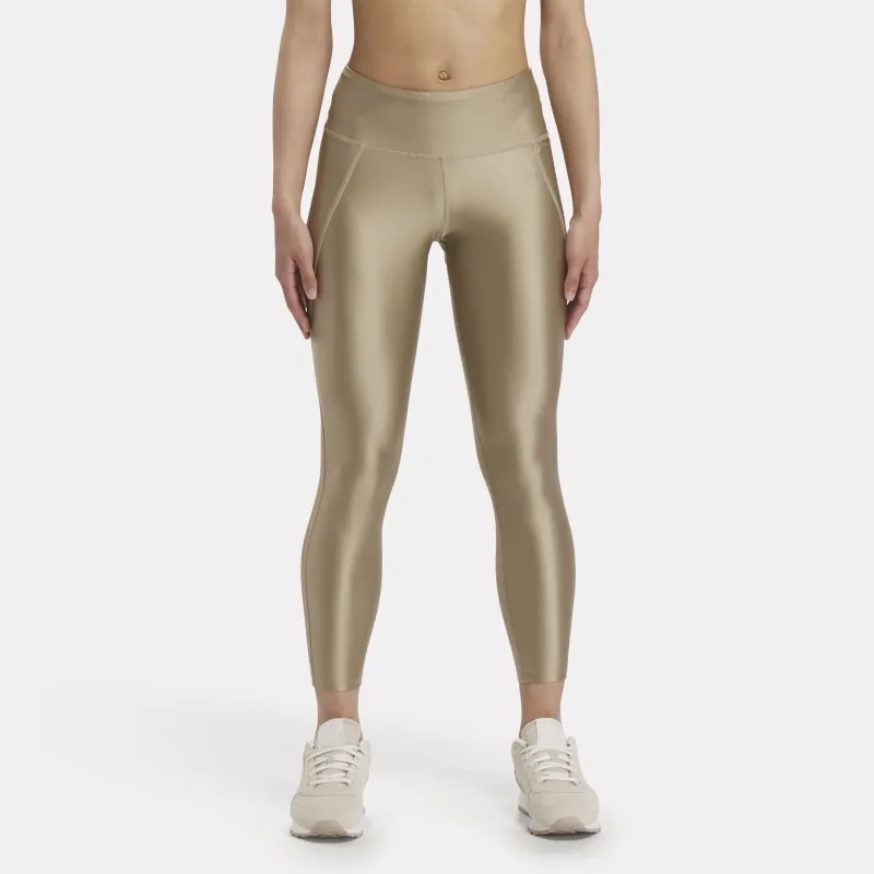 Reebok Lux Shine High-Rise Leggings Casual Pants Women's Egg Stone Beige-2