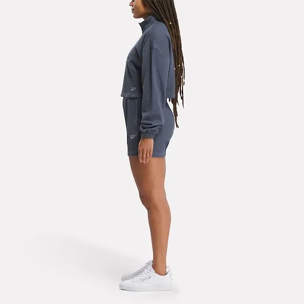 Reebok Classics Wardrobe Essentials Waffle Coverup Sweatshirt Women's Coastal Blue-3