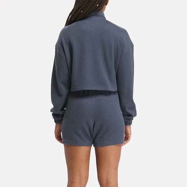 Reebok Classics Wardrobe Essentials Waffle Coverup Sweatshirt Women's Coastal Blue-2