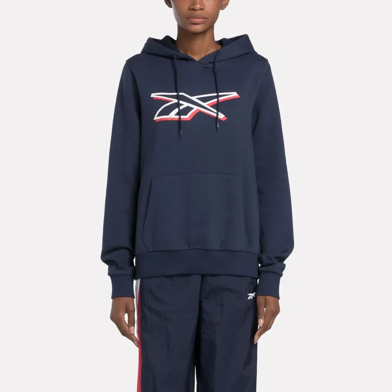 Reebok Vector Graphic Hoodie Sweatshirt Women's Navy Blue-1