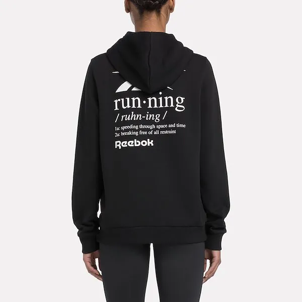 Reebok Running Graphic Hoodie Sweatshirt Women's Black-2