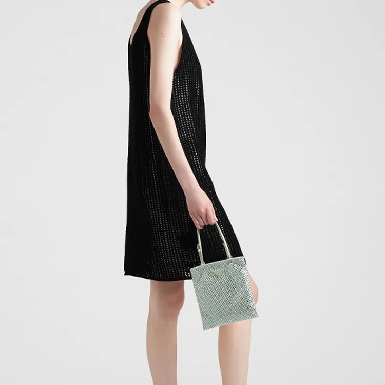 PRADA Embellished Satin Handbag Aqua-6