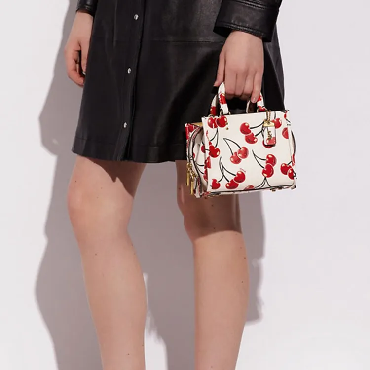 COACH Refined Cow Leather Handbag, Shoulder Bag, Crossbody Bag Trumpets Women's White Red-5