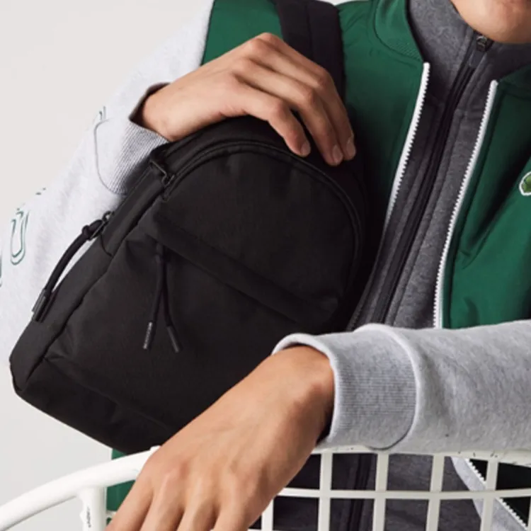 LACOSTE Polyester Sling Bag, Shoulder Bag, Crossbody Bag Regular Men's Black-1