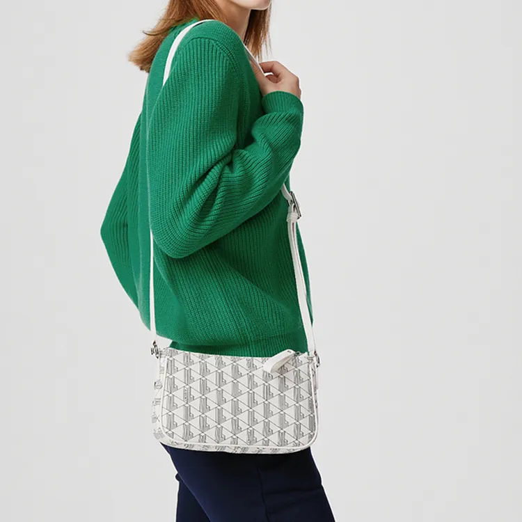 LACOSTE Polyurethane Croissant Crossbody Bag Shoulder Bag Medium Size Women's White-4