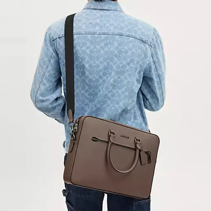 COACH ETHAN Leather Tote Bag, Briefcase, Handbag Large Size Men's Dark Stone Color-4
