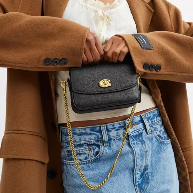 COACH Cassie High Quality Pebbled Leather Shoulder Bag Crossbody Bag Handbag Medium Size Women's Black-5
