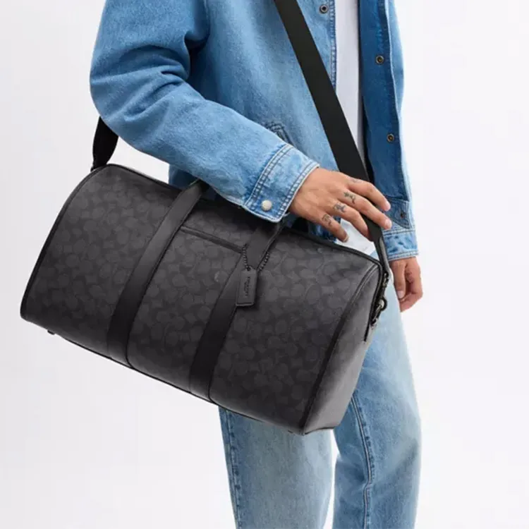 COACH Coated Canvas One Shoulder Crossbody Handbag, Travel Bag Men's Charcoal-4