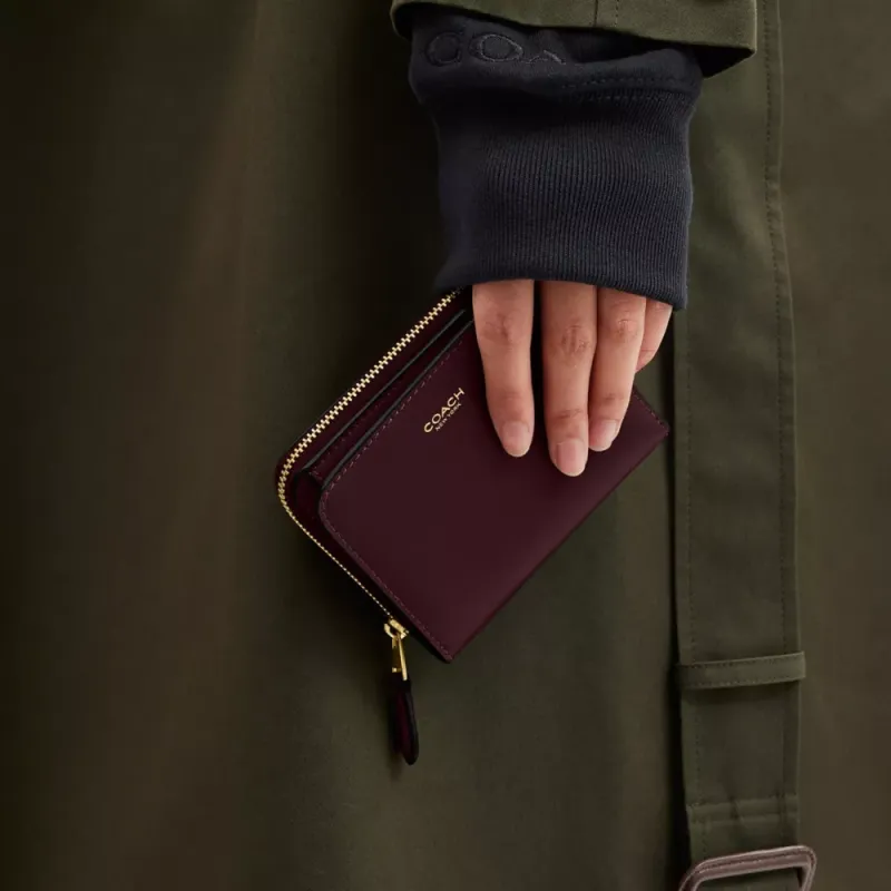 COACH Refined Calfskin Wallet Women's Merlot Red-2