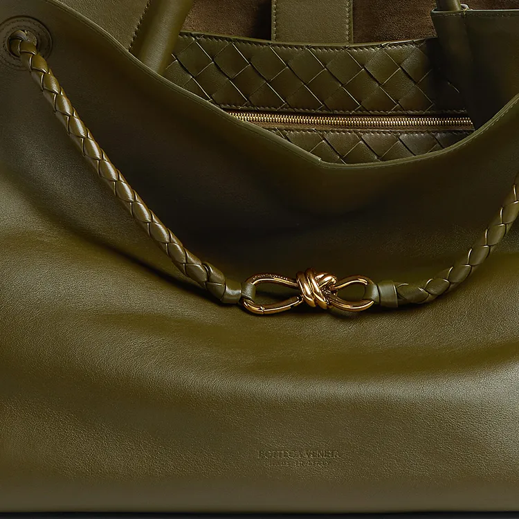Bottega Veneta Cow Leather Shoulder Bag, Crossbody Bag, Handbag Tubas Women's Olive Green-5