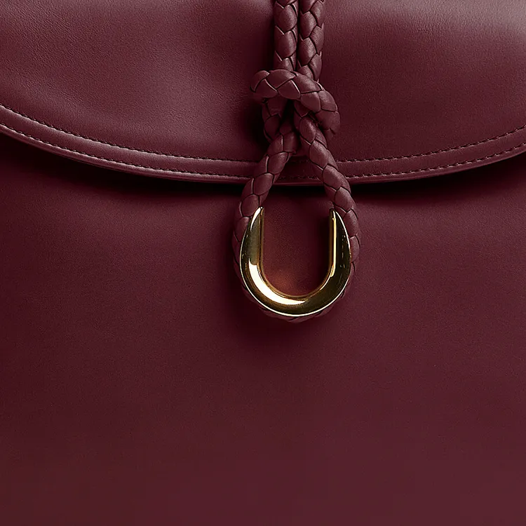 Bottega Veneta Cow Leather Shoulder Bag, Crossbody Bag Medium Size Women's Barolo Burgundy-5