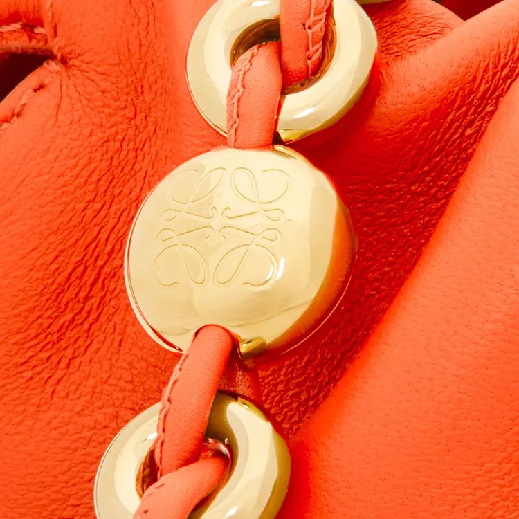 LOEWE Flamenco Soft Nappa Sheep Leather One Shoulder Crossbody Clutches Medium Size Women's Vibrant Orange-9