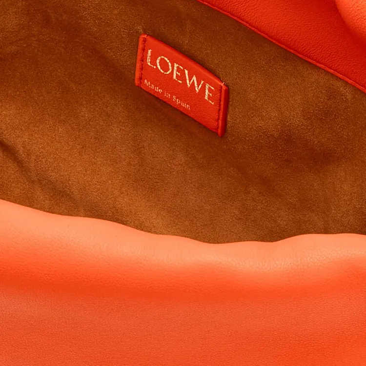 LOEWE Flamenco Soft Nappa Sheep Leather One Shoulder Crossbody Clutches Medium Size Women's Vibrant Orange-7