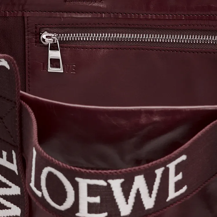 LOEWE Cow Leather Tote Bag Shopping Bag Shoulder Bag Handbag Men's Burgundy-4