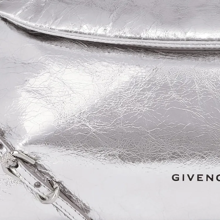 GIVENCHY Voyou Lambskin Handbag, Shoulder Bag Trumpets Women's Silver White-4