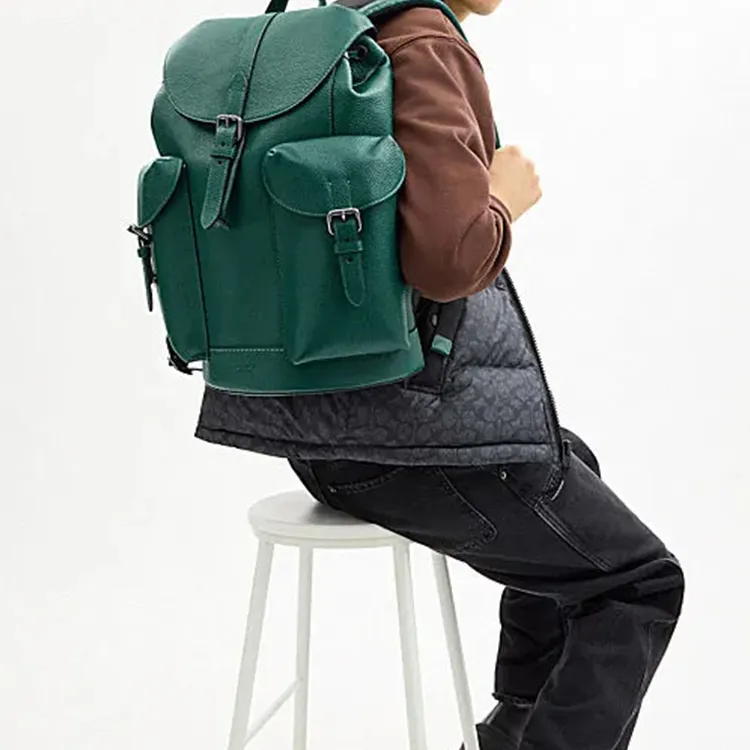 COACH Cow Leather Backpack Tubas Men's Emerald Green-3