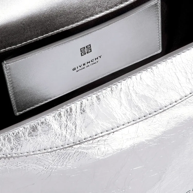 GIVENCHY Voyou Lambskin Handbag, Shoulder Bag Trumpets Women's Silver White-3