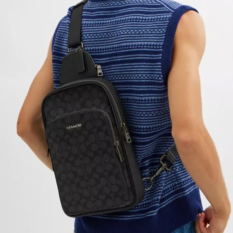 COACH ETHAN Coated Canvas Crossbody Bags Sling Bags Small Size Men's Charcoal-4