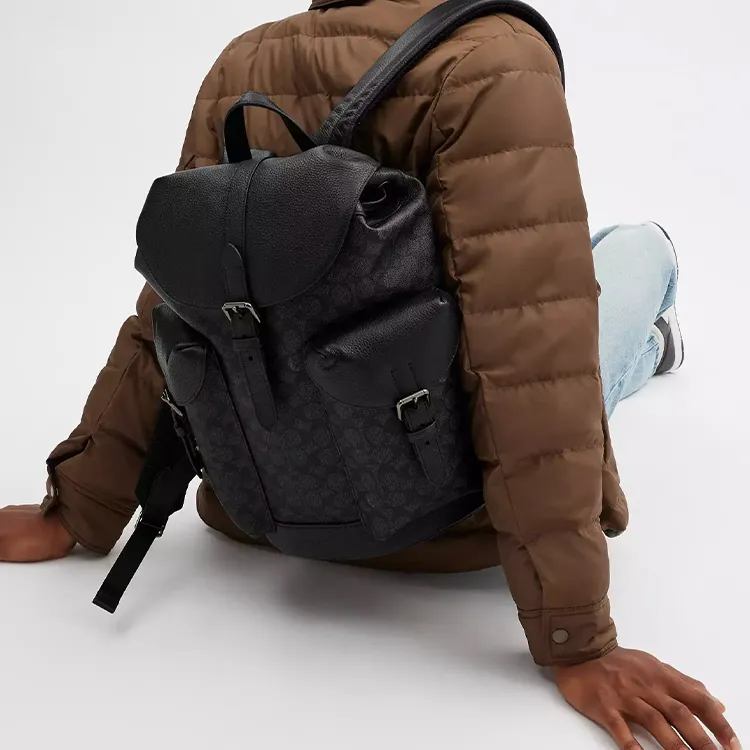COACH Coated Canvas Backpack Large Size Men's Charcoal-4
