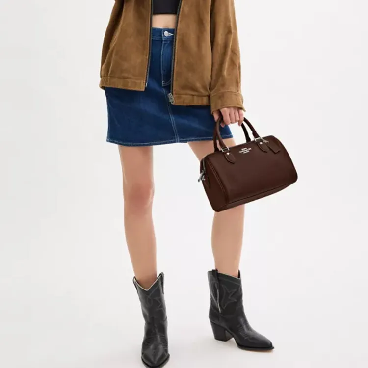 COACH Rowan Pebbled Leather Shoulder Bag, Crossbody Bag, Handbag Medium Size Women's Maple-4