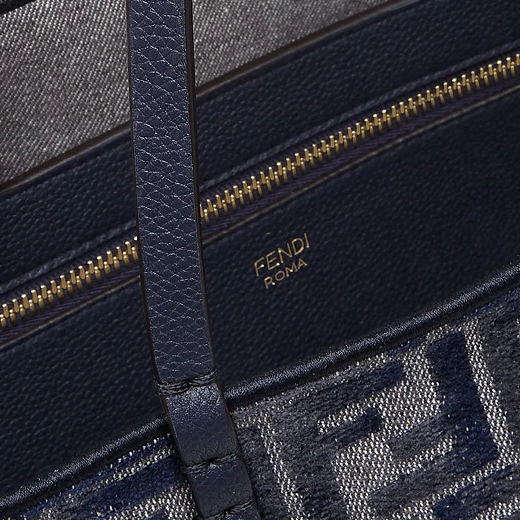FENDI Calfskin Tote Bag, Shopping Bag, Handbag, Shoulder Bag Large Size Women's Dark Blue-5