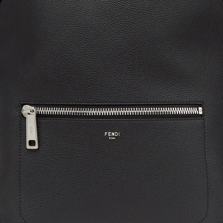 FENDI Calfskin Backpack Medium Size Men's Black-3