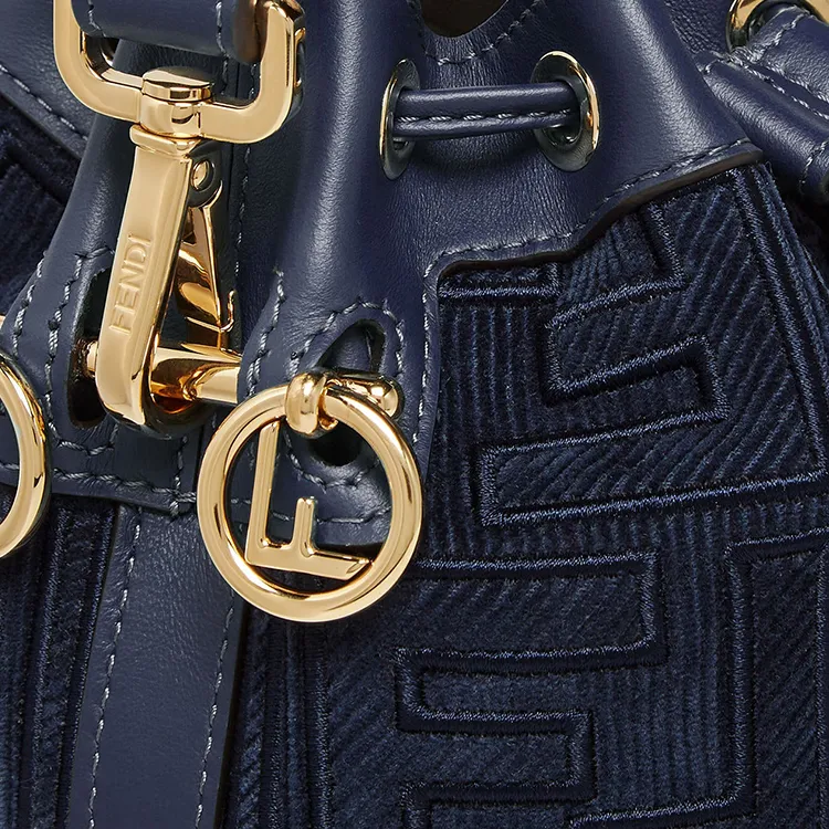 FENDI Mon Tresor Calfskin Bucket Bags Shoulder Bag Crossbody Bag Handbag Mini Women's Dark Blue-4