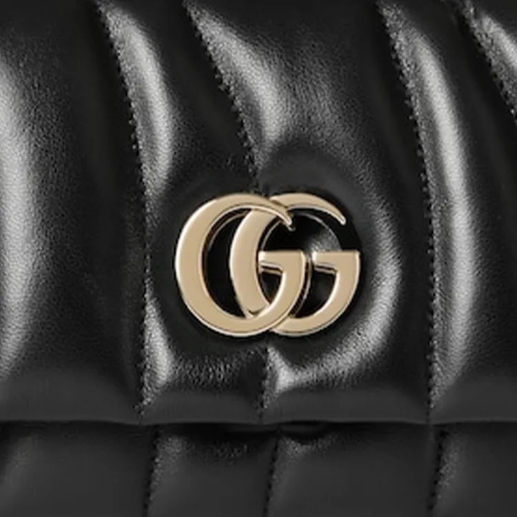 GUCCI Quilted Leather Crossbody One Shoulder Handbag Mini Women's Black-7