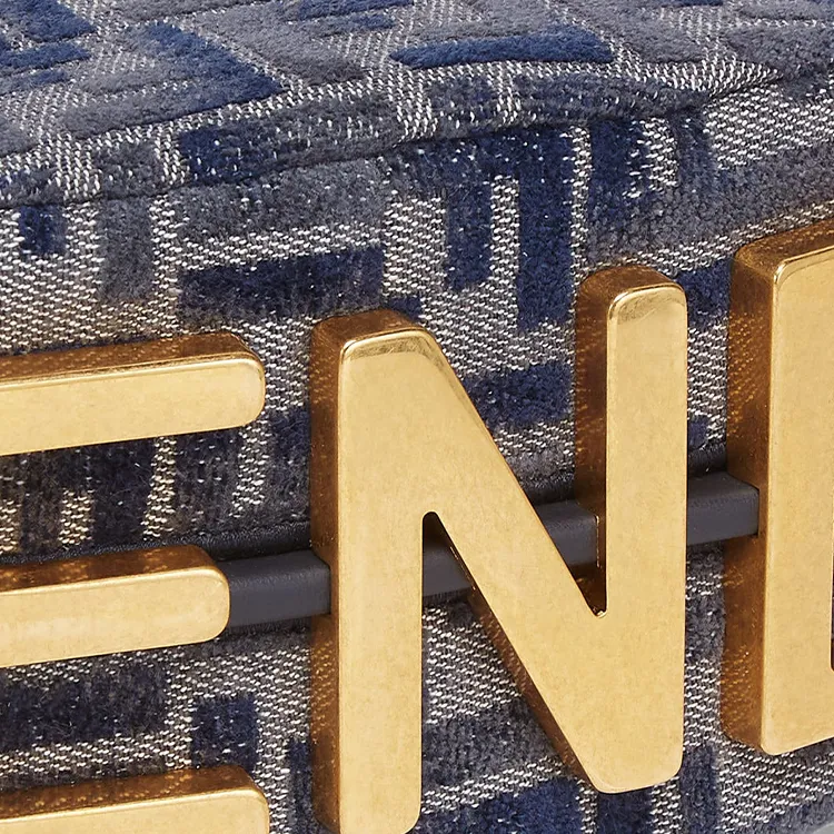 FENDI Fendigraphy Calfskin Crescent Bag, One Shoulder Handbag Trumpets Women's Dark Blue-5