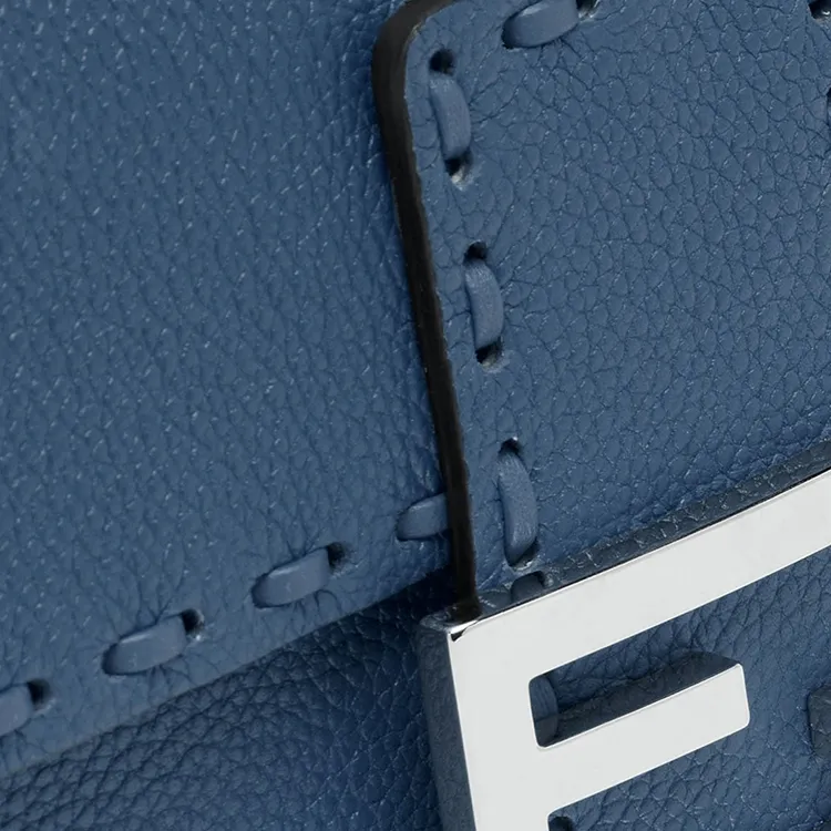 FENDI Baguette Grained Cow Leather Crossbody One Shoulder Handbags Mini Women's Blue-4