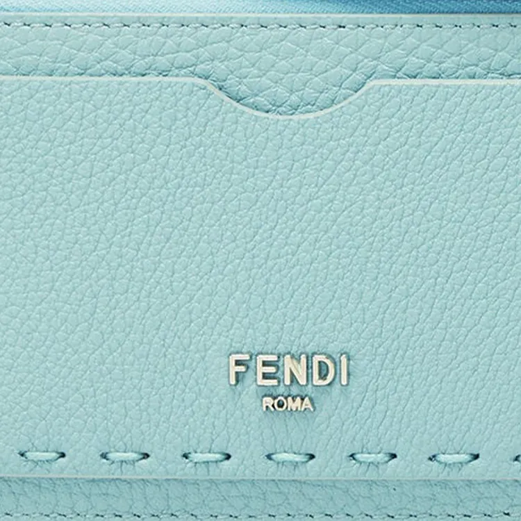FENDI Peekaboo Calfskin Card Holder Women's Light Blue-3
