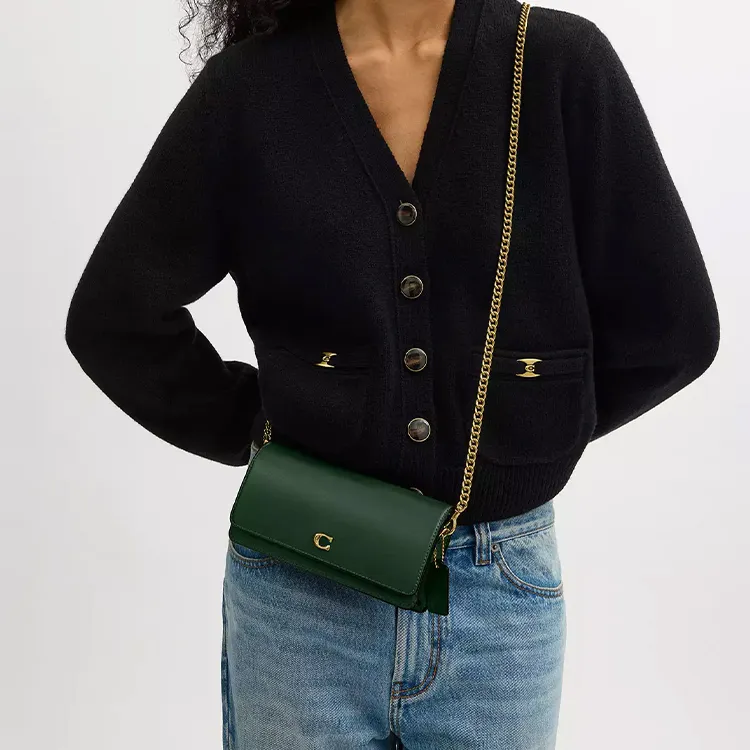 COACH Calfskin Wallets Shoulder Bag Crossbody Bag Mini Women's Hunter Green-2