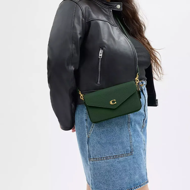 COACH Cross-Stitch Leather Shoulder Bag Crossbody Bag Mini Women's Hunter Green-4
