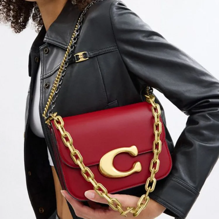 COACH Cow Leather Crossbody Bag, Shoulder Bag Trumpets Women's Rubies Color-6