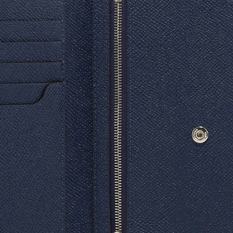 Delvau Alpina Calf Grain Calfskin Wallet Women's Blue-4