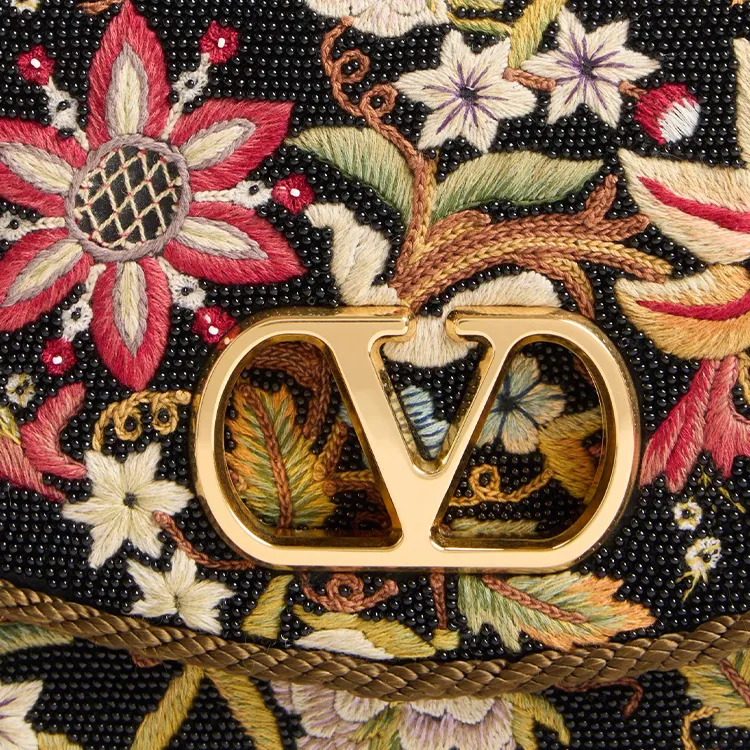 Valentino Floral Embroidery Crossbody Bag Shoulder Bag Women's Multicolor-5