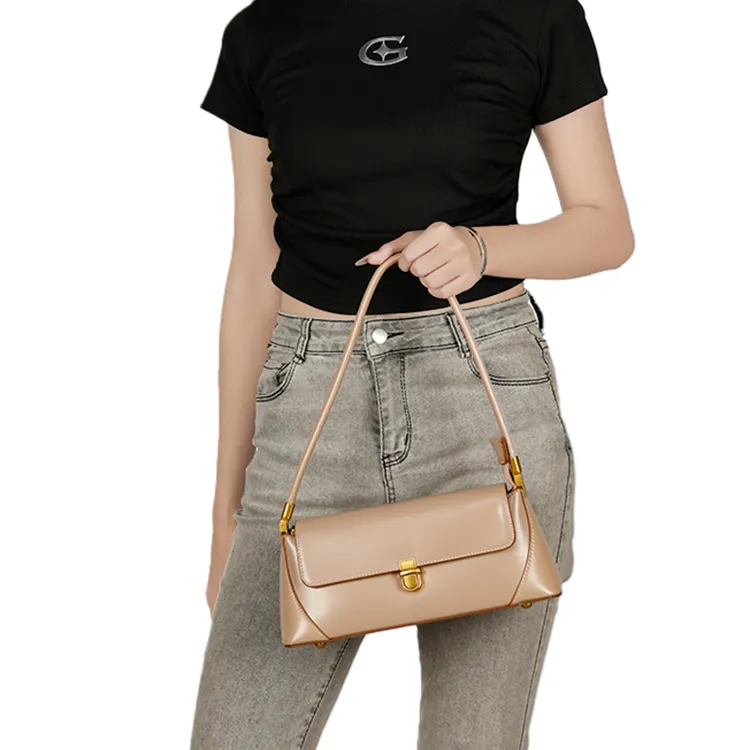 ANDSEEYOU Cow Leather Shoulder Bag Medium Size Women's Black/Coffee/Taro Pink-5