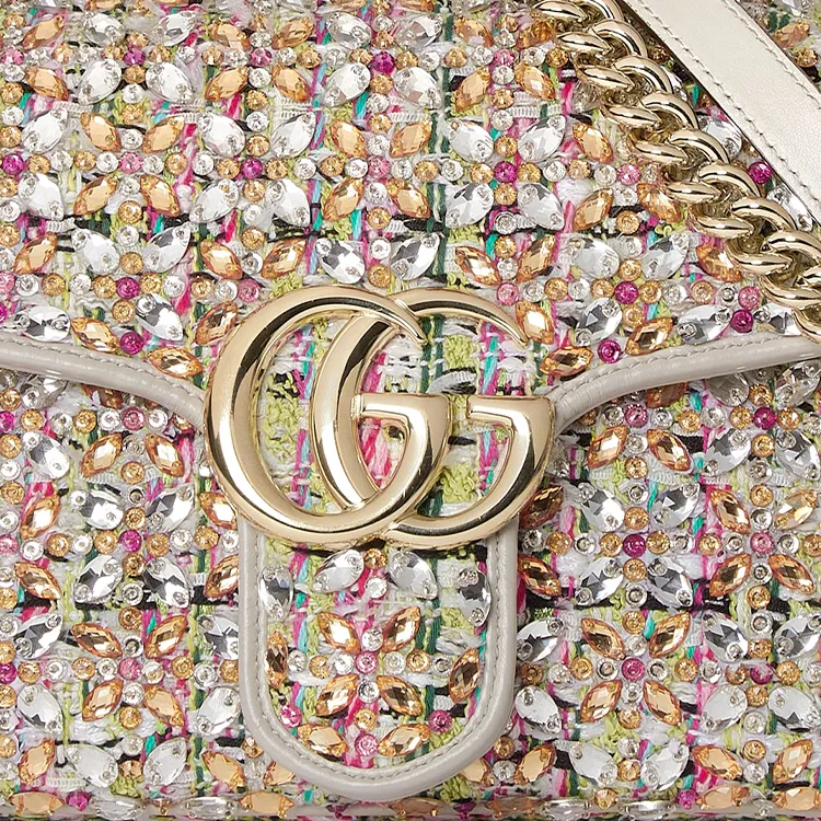 GUCCI GG Marmont Tweed Crossbody Bag, Shoulder Bag Trumpets Women's Multicolor-7
