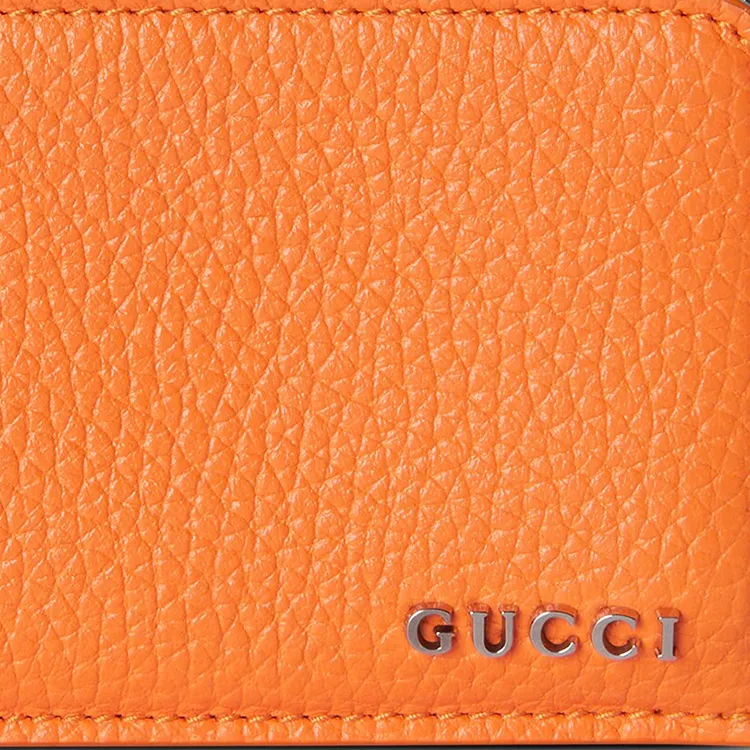 GUCCI Leather Coin Purse Men's Orange & White-4