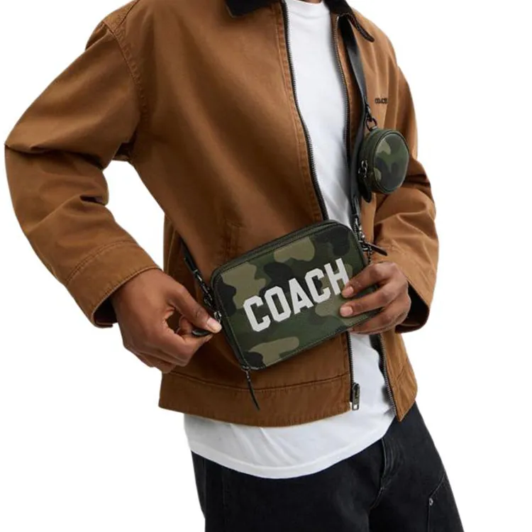 COACH Charter Leather Shoulder Bag, Crossbody Bag Trumpets Men's Camouflage-4