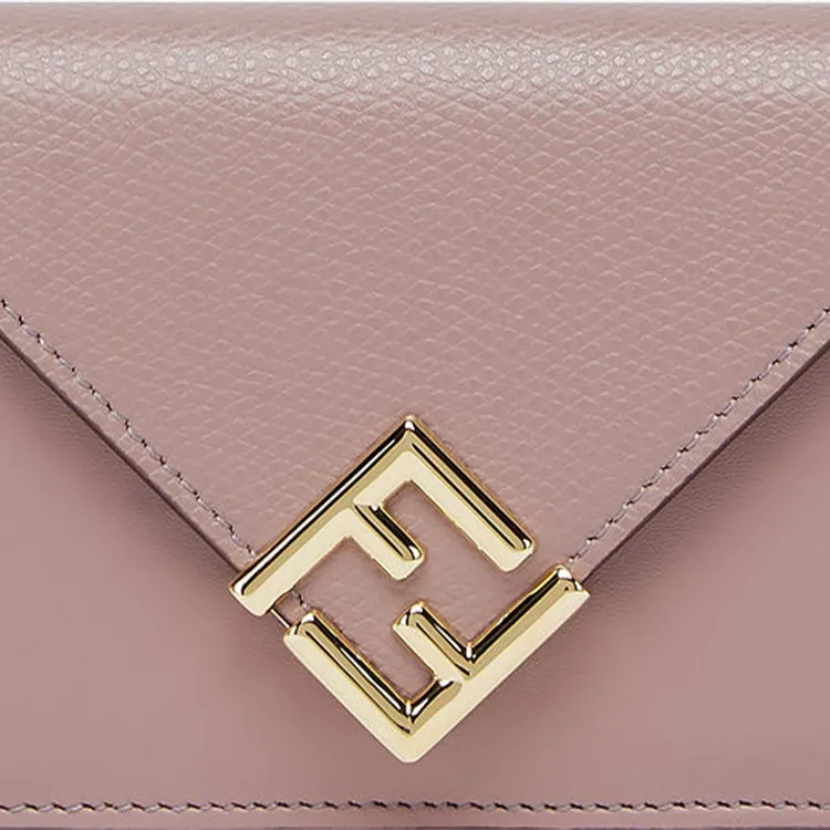 FENDI FF Diamonds Series Calfskin Wallet Medium Size Women's Pink-4